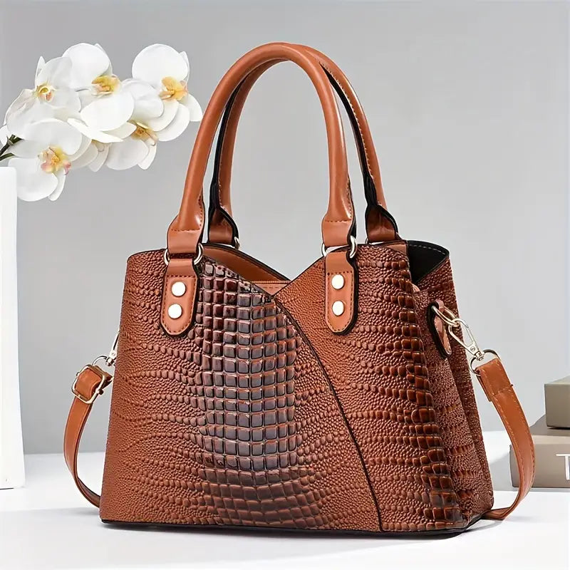 Ladies Genuine Leather Handbag Corocodile Style